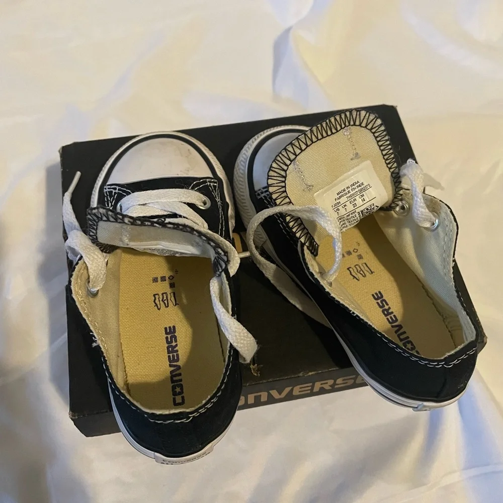 Converse Black Sneakers w/ Canvas Upper and White Rubber Toe Cap - Picture 7 of 12